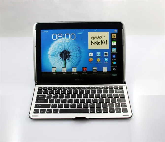 Aluminum Wireless Bluetooth Keyboard Stand Cover Case Dock For Samsung Galaxy Note 10.1 N8000