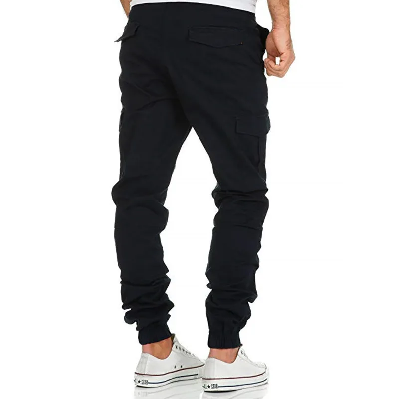 DERMSPE2019 New Men Pants Hip Hop Joggers Fashion Basic Solid Elastic Waist Trousers Casual Pockets High quality Mens Sweatpants