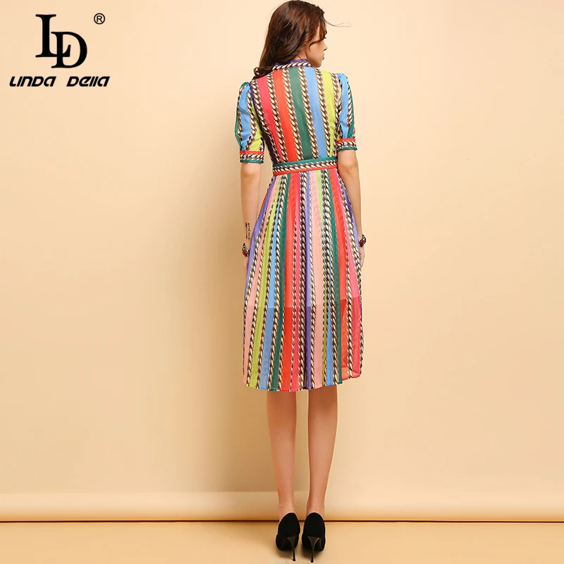 LD Linda della Новая мода сезон: весна–лето миди платье Для женщин Винтаж короткий