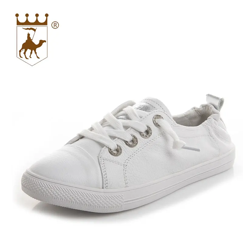 

BACKCAMEL 2018 Shoes Woman New Fashion Casual Flat Leather Classic Solid Women Casual Lace-up White Shoes Breathable Size 34-40