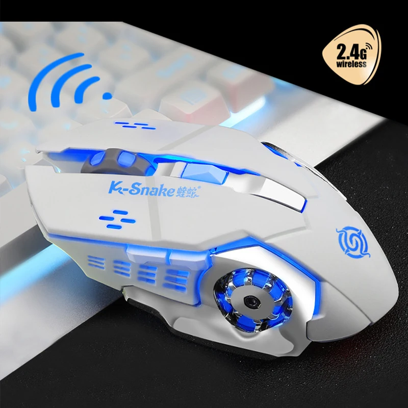 

K-SNAKE Wireless Gaming Mouse Gamer 6 Buttons Mechanical Design USB Optical Computer Mouse Game Mice for PC Desktops Laptop