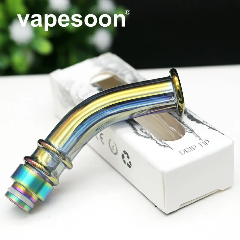 

10 pieces Rainbow Long Curved Glass 510/810 Drip Tip Mouthpie for e-cigarette 510&810 Thread Atomizer Vape Vaporizer