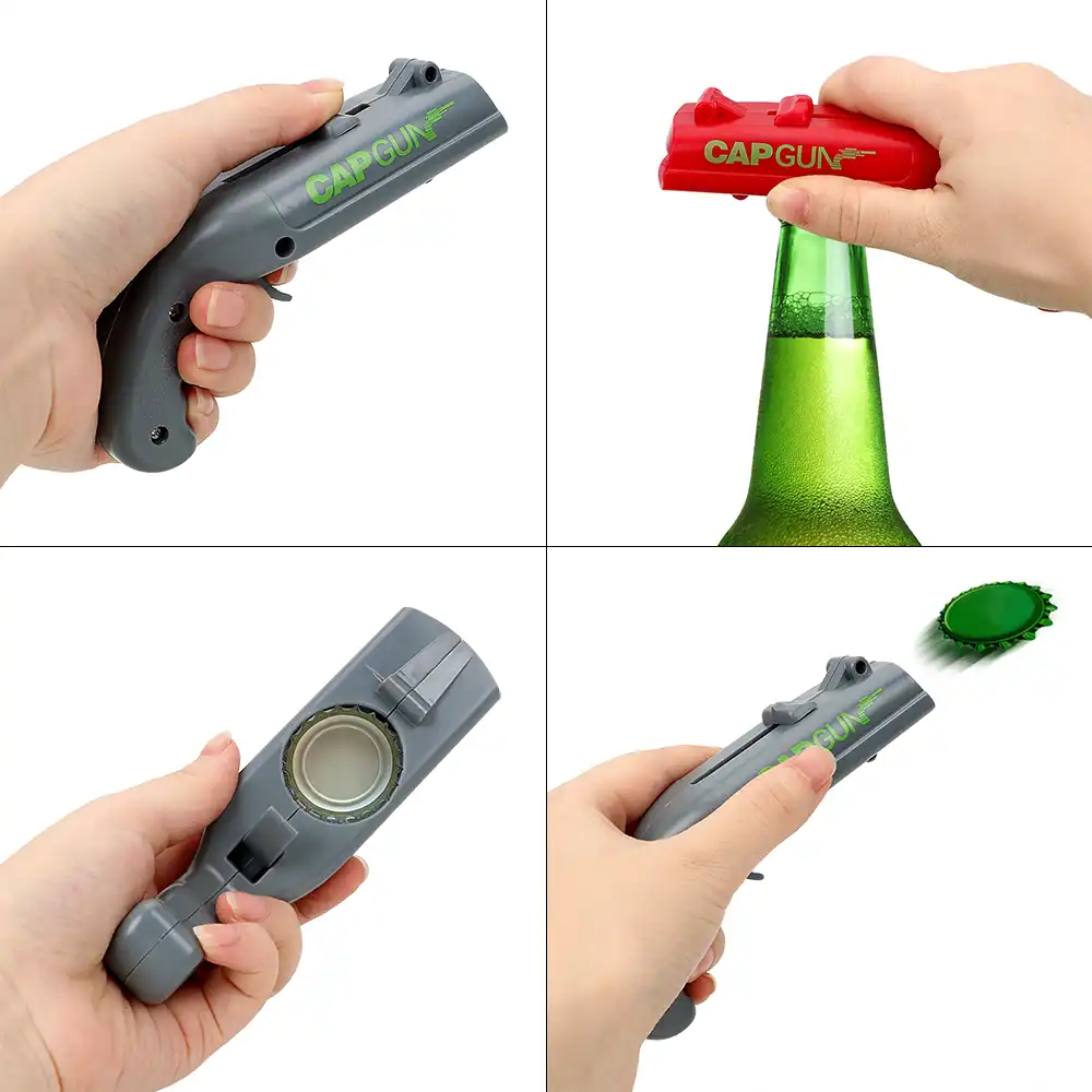 Creative Firing Cap Gun Corkscrews Flying Cap Launcher Bottle Beer Drink Openers