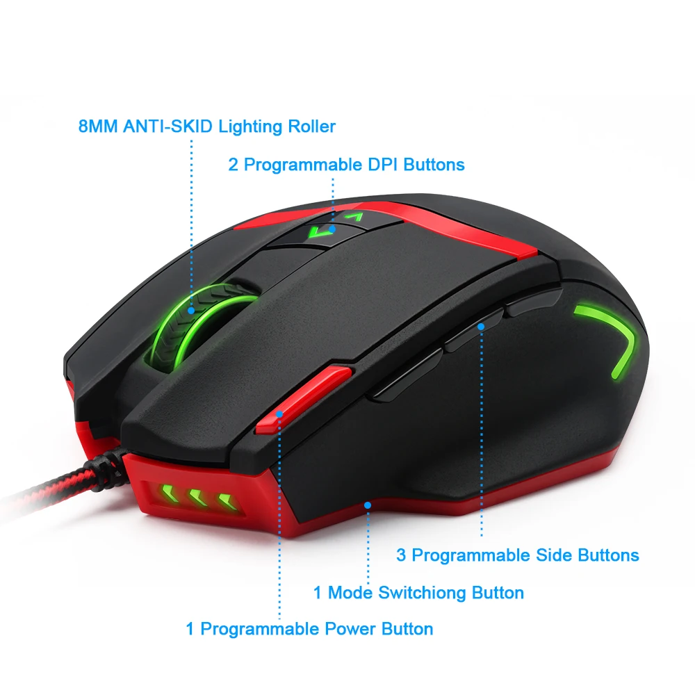 Игровая мышь Redragon MAMMOTH M801 USB 16400 DPI 10 кнопок эргономичный программируемый для