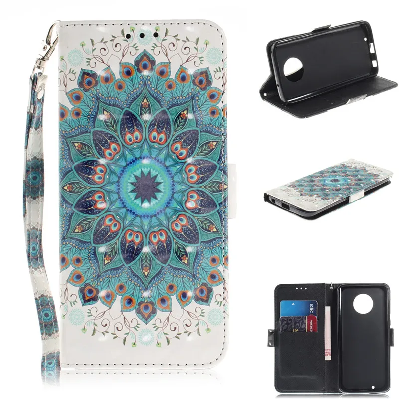 Flip Cover Phone Bags For Motorola Moto G6 Case 3D Painting PU Leather