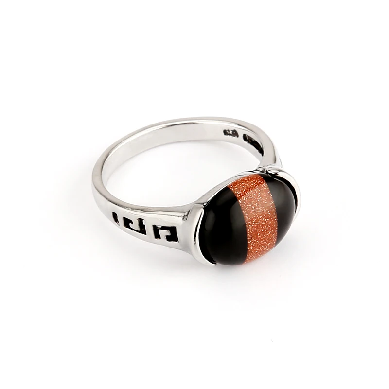 

Shiny Gold Sandstone Striped Face Design Neutral Ring Plated Ancient Silver Fashion Men's Ring Wild Street Style Jewelry On Sale