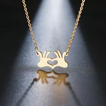 DOTIFI ожерелье из нержавеющей стали для женщин, ожерелье для влюбленных золотистого и серебристого цвета с подвеской в виде пальмового сердца, ювелирные изделия для помолвки