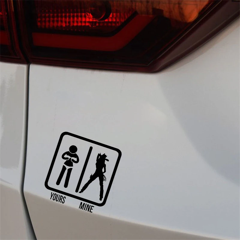 YJZT 10.1*10.9CM Sexy Hot Women Girl Adult Pinup Yours Mine Vinyl Car Sticker Decals Popular Motocycle Black Silver C20-0013