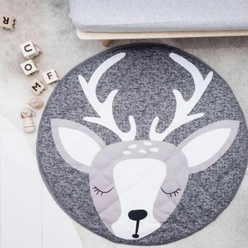 

90cm Cartoon Animals Baby Play Mats Pad Toddler Kids Crawling Blanket Round Carpet Rug Toys Mat For Children Room Decor Photo Pr