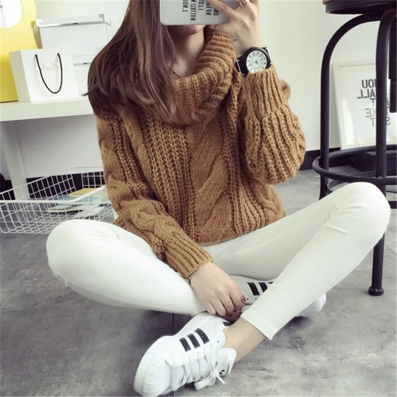 2017 Korean Autumn And Winter New Design Sweater Keep Warm Heap Lead Solid Color Flowers Knitting Pullover | Женская одежда