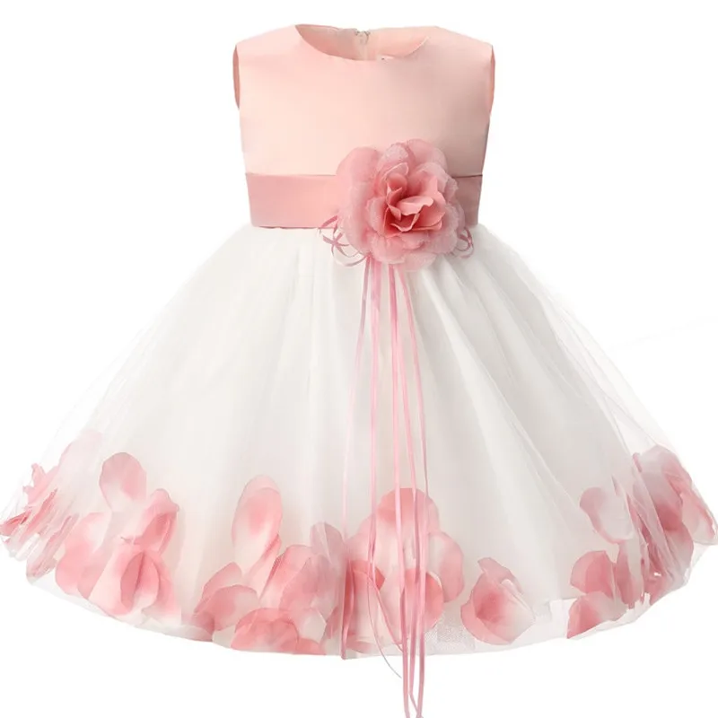 

Newborn Baby Girl 1 Year Birthday Dress Petals Tulle Toddler Girl Christening Dress Infant Princess Party Dresses For Girls 2T5