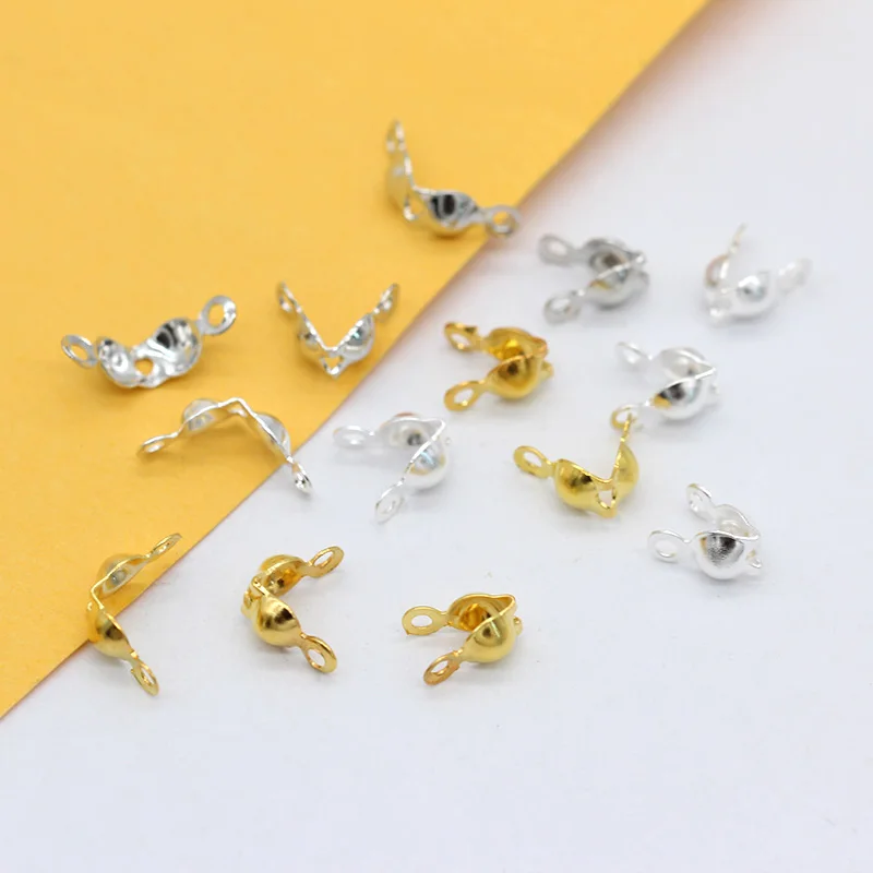 

1000p 4x15mm Silver Gold plated Double Prong Connectors Covers Calottes Necklace End Tip Crimp Beads Jewelry Findings Buckles
