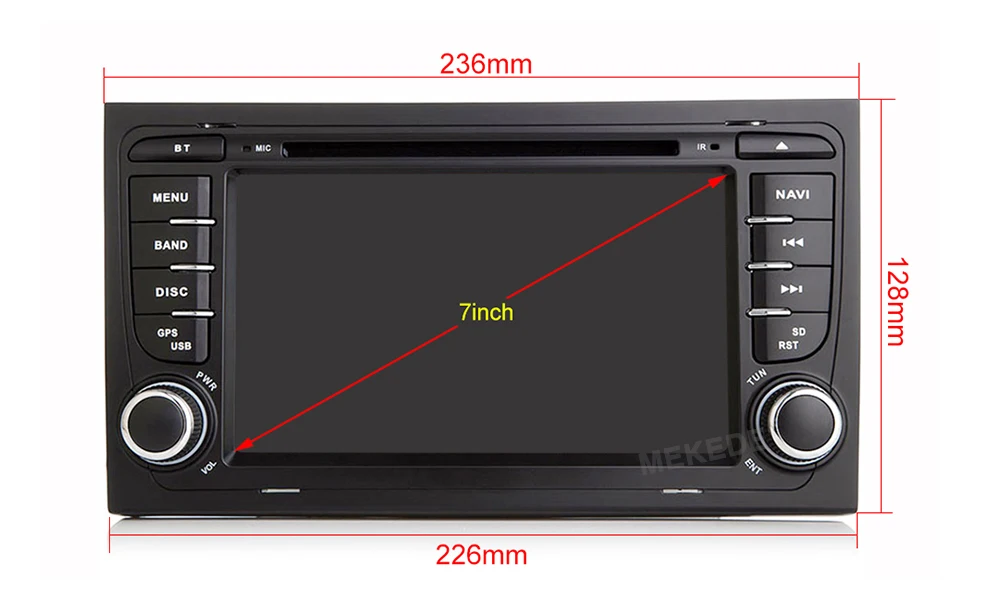 Excellent 2 Din Car Multimedia Player GPS Android 9.0 PX5 4+64G DVD Automotivo For Audi A4 S4 2002-2008 Radio WiFi DSP screen 7