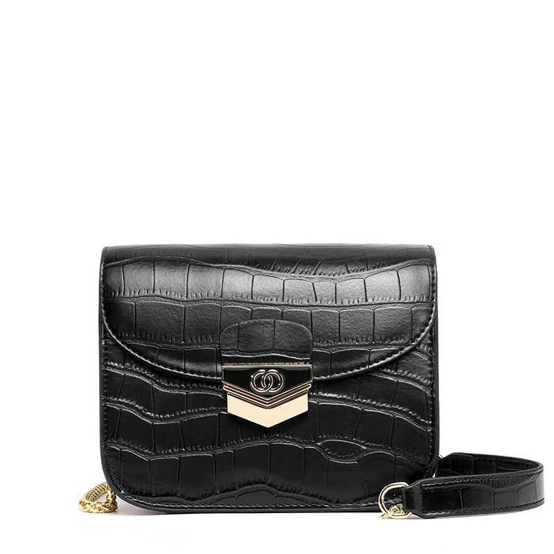 

Leather chain handbags new crocodile pattern high-grade slanting female bag western style texture simple small square bag ladies