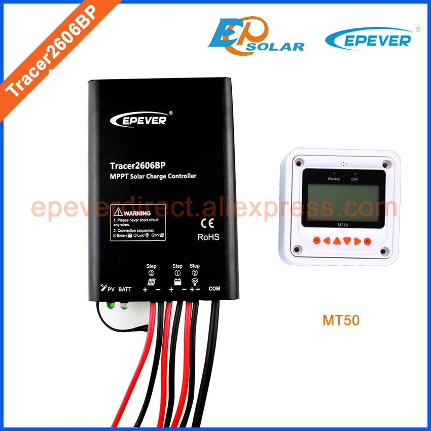 

EPsolar mppt solar tracer controller Tracer2606BP 10A with MT50 remote meter, not support lithium battery parameter modification