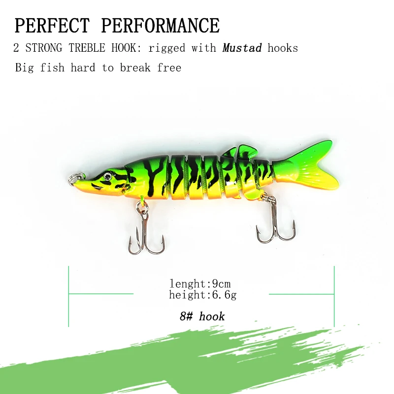 1 шт. рыболовные приманки-Воблеры, качественные плавающие приманки, кренкбейт 9 см 7 г, жесткая наживка isca, искусственные рыболовные снасти, Реалистичная приманка, 8 сегментов
