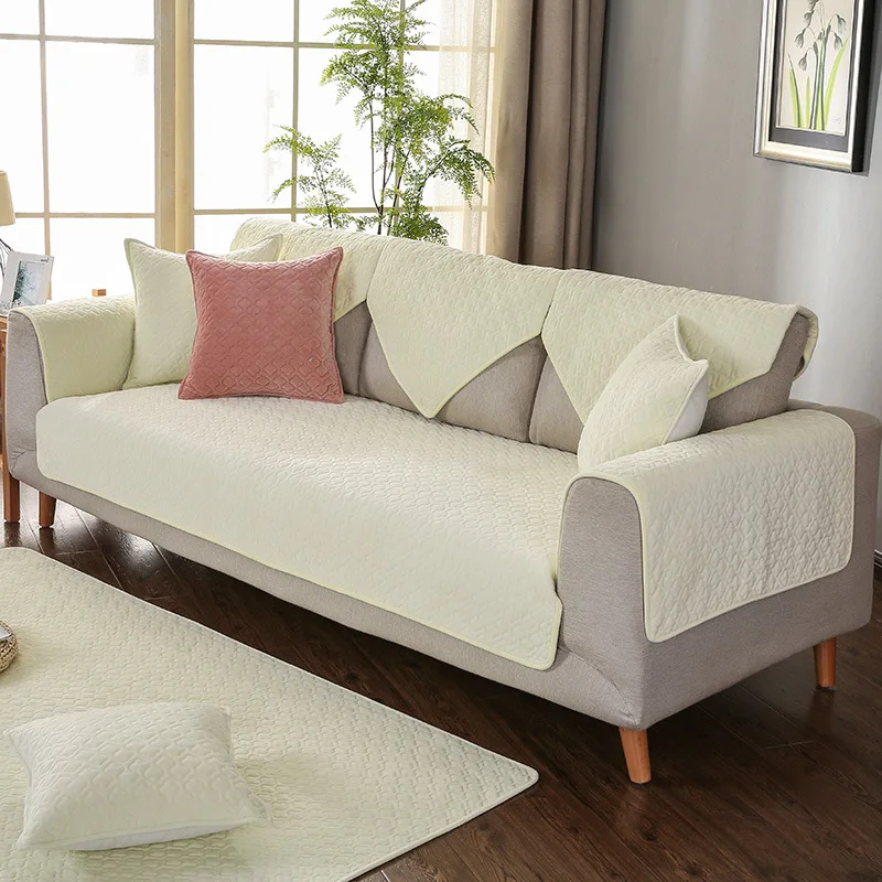 Плюшевый чехол для дивана, мягкий однотонный чехол для дивана, полотенце, диванная подушка, Осень-зима, плюшевый чехол для дивана