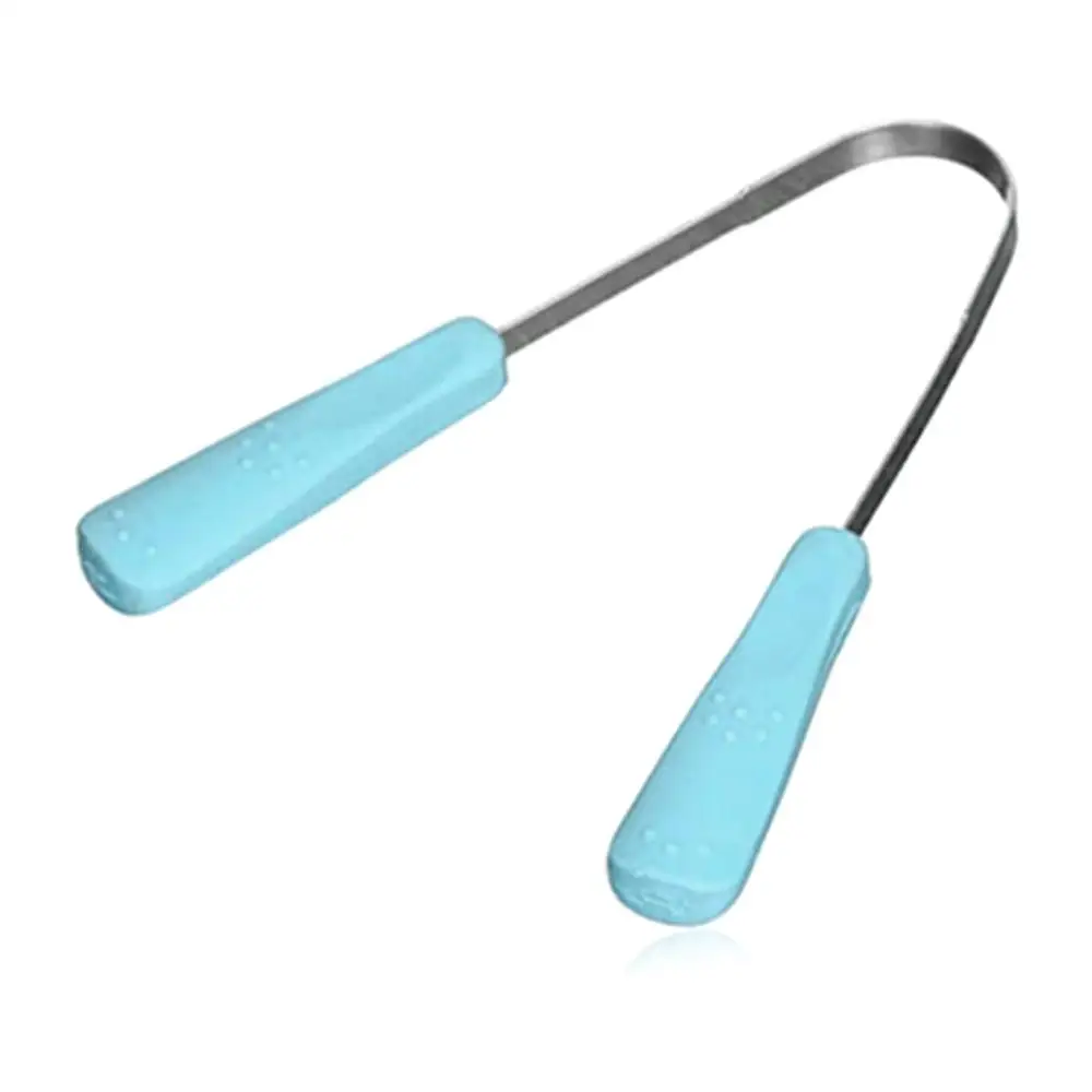 1 Pc rascador de lengua de acero inoxidable ABS limpiador de mango recubierto de cepillo de dientes Dental herramientas de cuidado de la higiene bucal