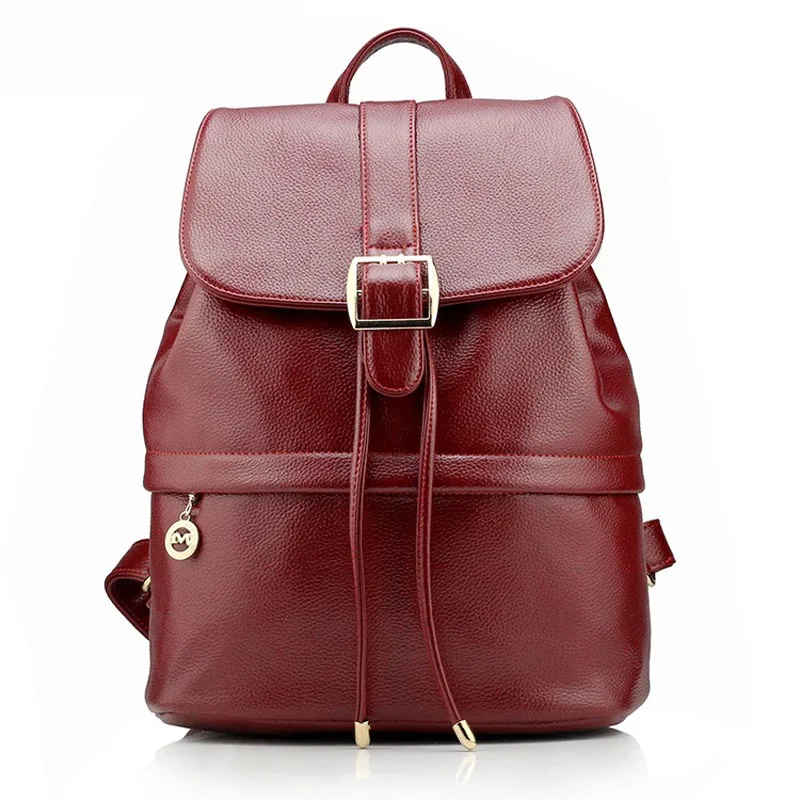BURGUNDY Изысканный корейский стиль, женский рюкзак, сумки, чехол с застежкой из искусственной кожи, Студенческая сумка для книг, bolsa feminina e, бордовая фуксия - Цвет: BURGUNDY