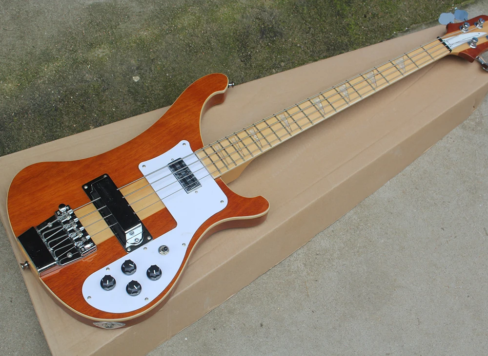 

4 Strings Electric Bass Guitar with Mahogany Body,Neck-thru-body,White Pickguard,Maple Fretboard,offering customized services