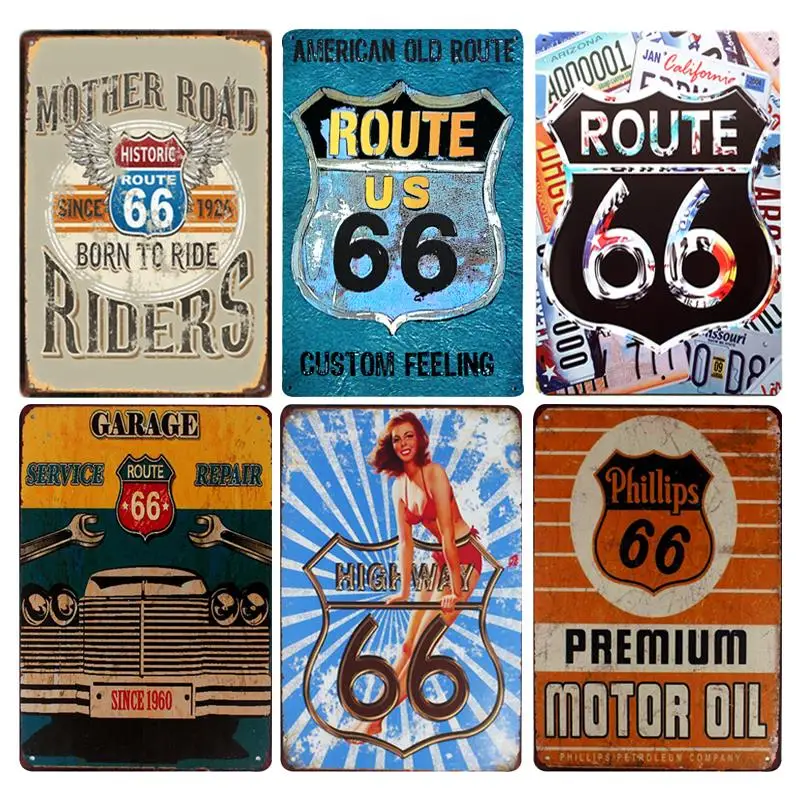 2019 New Route 66 Tin Sign Wall Decor Metal Sign Bar Pub Vintage Decor Tin Sign Retro Metal Plaque Cool Metal Plate Metal Craft