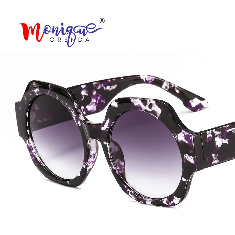

Fashion Round Women Sunglasses Brand Designer Transparent Thick Frame Gradient Sun Glasses Woman Luxury LeopardEyewear UV400