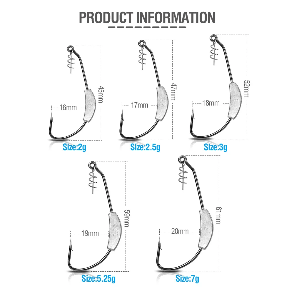 DONQL 10pcs Lot Lead Jig Head Fishing Hooks Wide Crank Offset Fishhooks for Soft Lure Baits 2g-7g Barbed Fishing Tackle Set     (13)