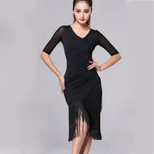 Latin dance dress women New Fashion Sexy Short-sleeve Latin Dance Tassel one-piece dress Cha Cha/Rumba/Samba/Tango Dresses