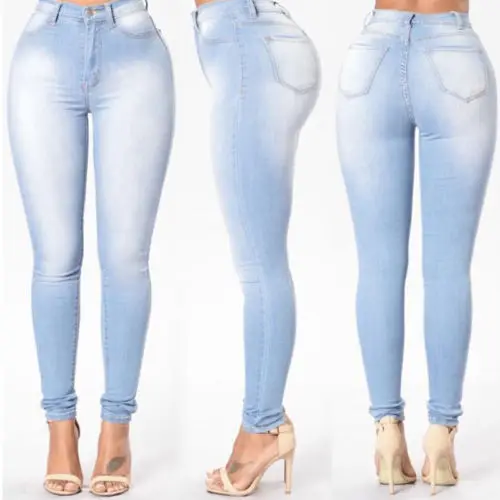 

Women Pencil Stretch Casual Denim Skinny Jeans Pants High Waist Jeans Trousers