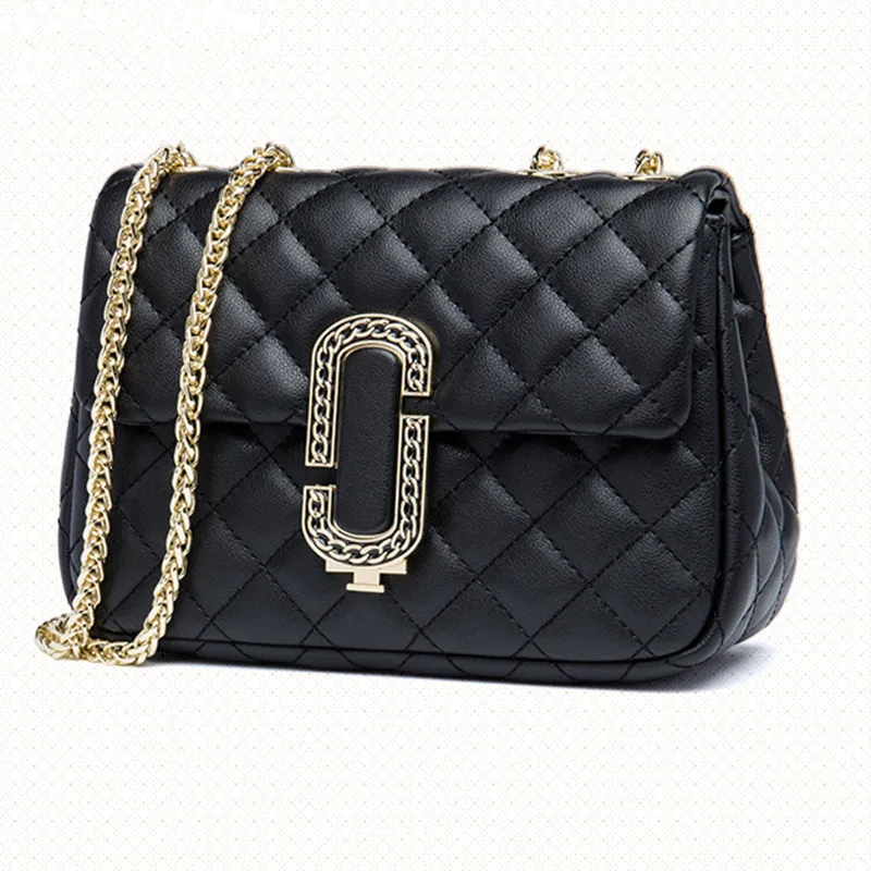 

Brand Diamond Lattice Sheepskin Chain Bag Women Chain Shoulder Bags Crossbody Bags for Women Genuine Leather Plaid Messenger Bag