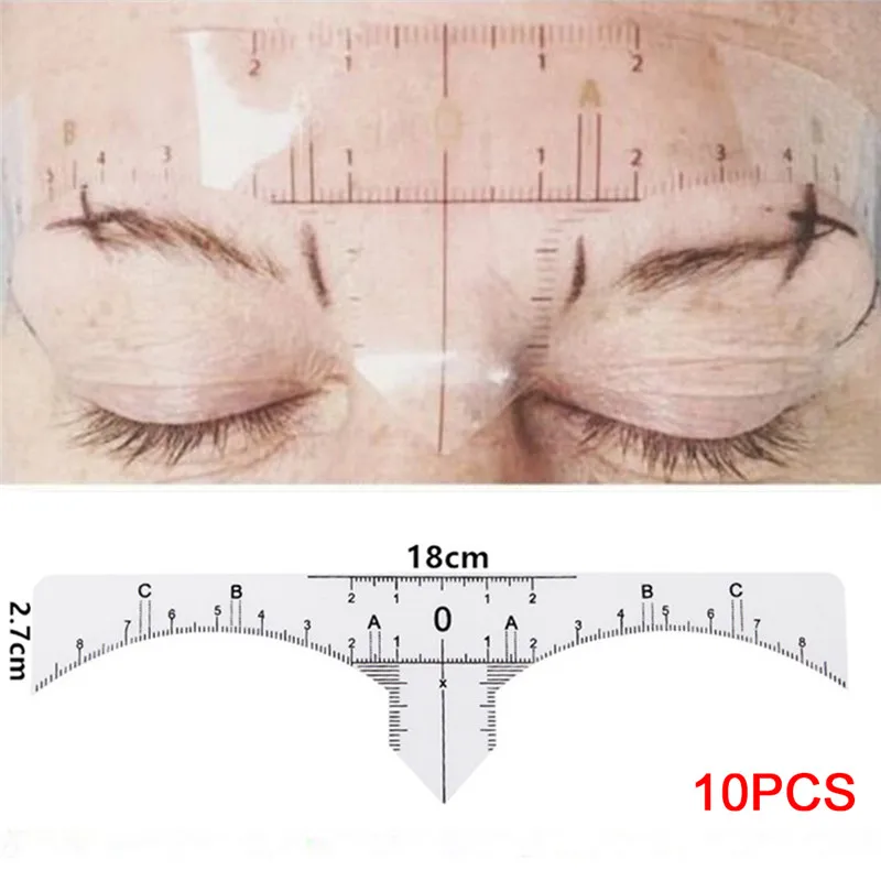 10 шт./компл. многоразовые брови линейка для бровей, инструмент для измерения бровей направляющая линейка трафарет для микроблейдинга инструменты для макияжа