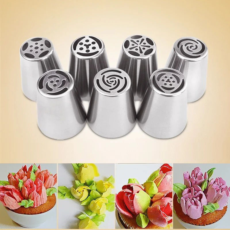 7PCS Russian Icing Piping Nozzles For Cake Decorating 