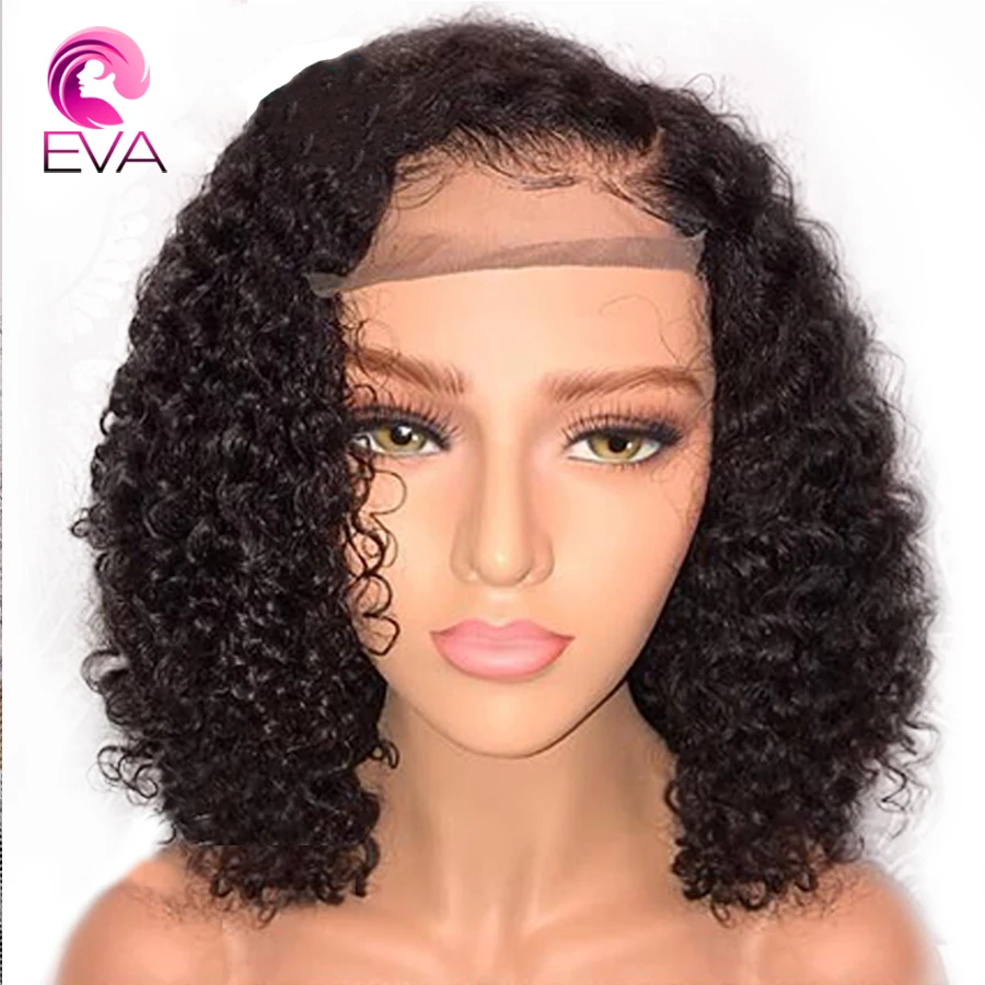 

13x6 Lace Front Human Hair Wigs Pre Plucked With Baby Hair Glueless Short Bob Curly Brazilian Remy Hair Wig For Black Women Eva