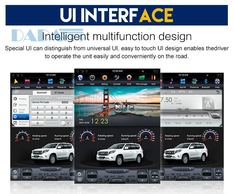 Sale 12.8"Tesla Android 8.1 4+32GB universal car multimedia radio No DVD player For Toyota / Nissan / Honda / Lexus GPS Navigation 25