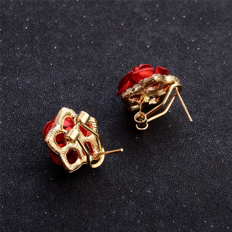 2018 Fashion earrings for women Rose Flower Rhinestone Earrings For Women Summer Style Jewelry Brincos Bijoux Femme J06#N (19)