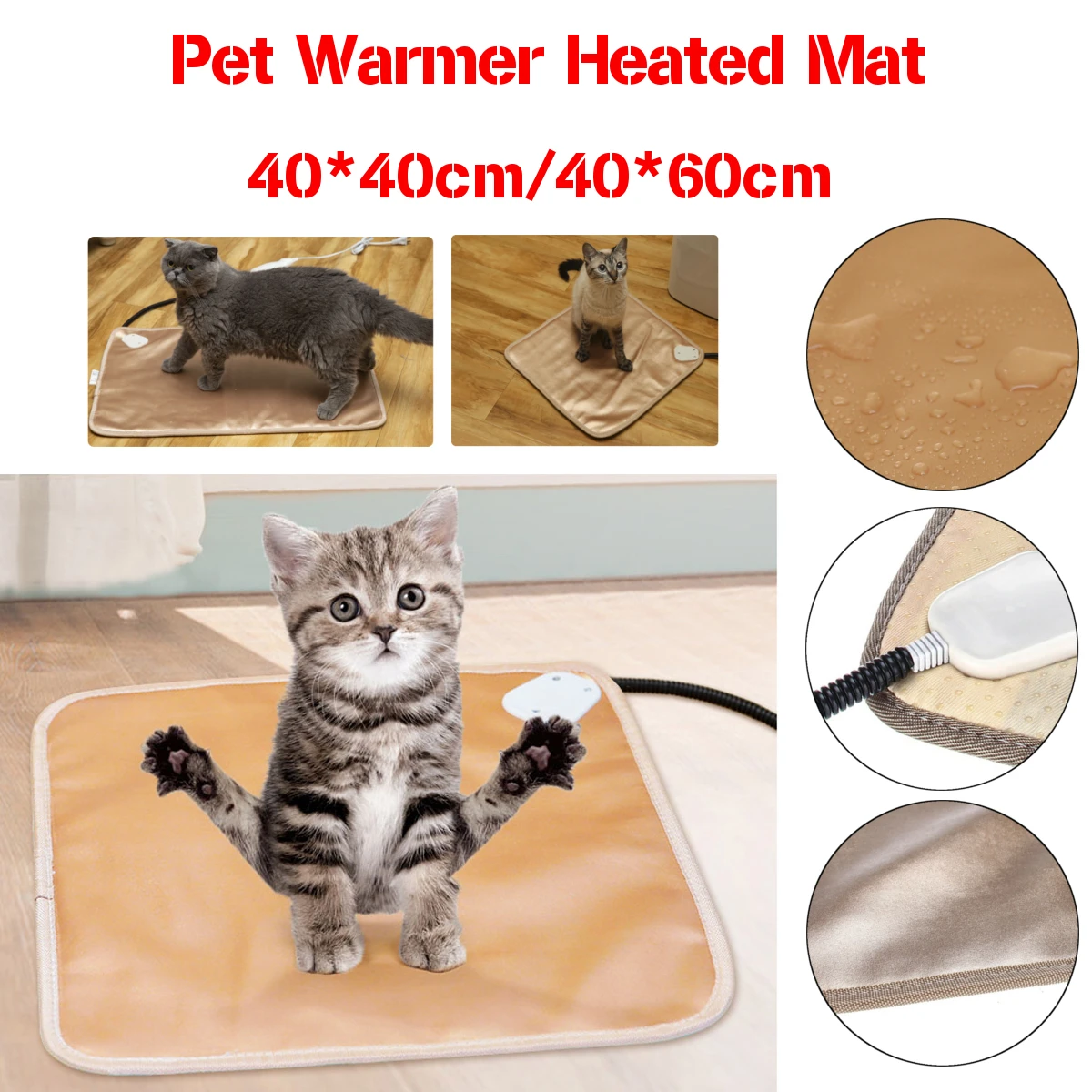 Waterproof Pet Electric Heat Heated Heater Pad Mat Blanket Bed Dog Cat