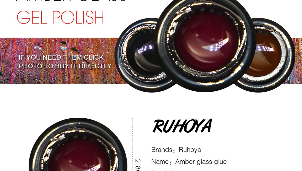 Ruhoya Stained Glass Esmalte Permanente Uv Color Gel Nail Polish Jelly Gel Lacquer Gel Nail Varnish Crystal Amber