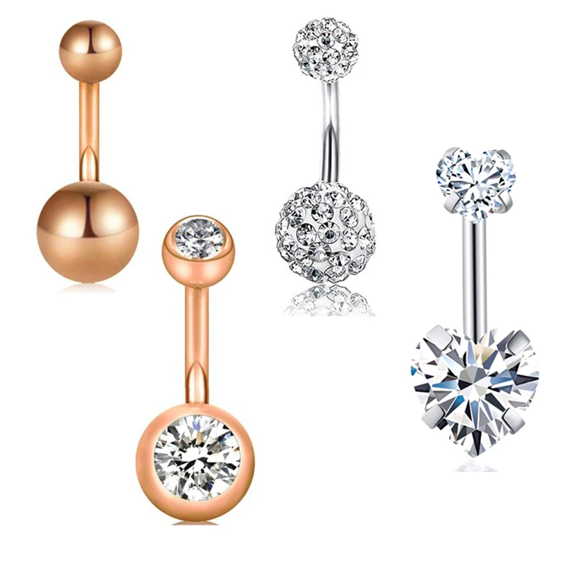 

JUNLOWPY 4-6pcs 14G Stainless Steel Belly Button Rings for Women Girls Navel Rings CZ Body Piercing Nombril