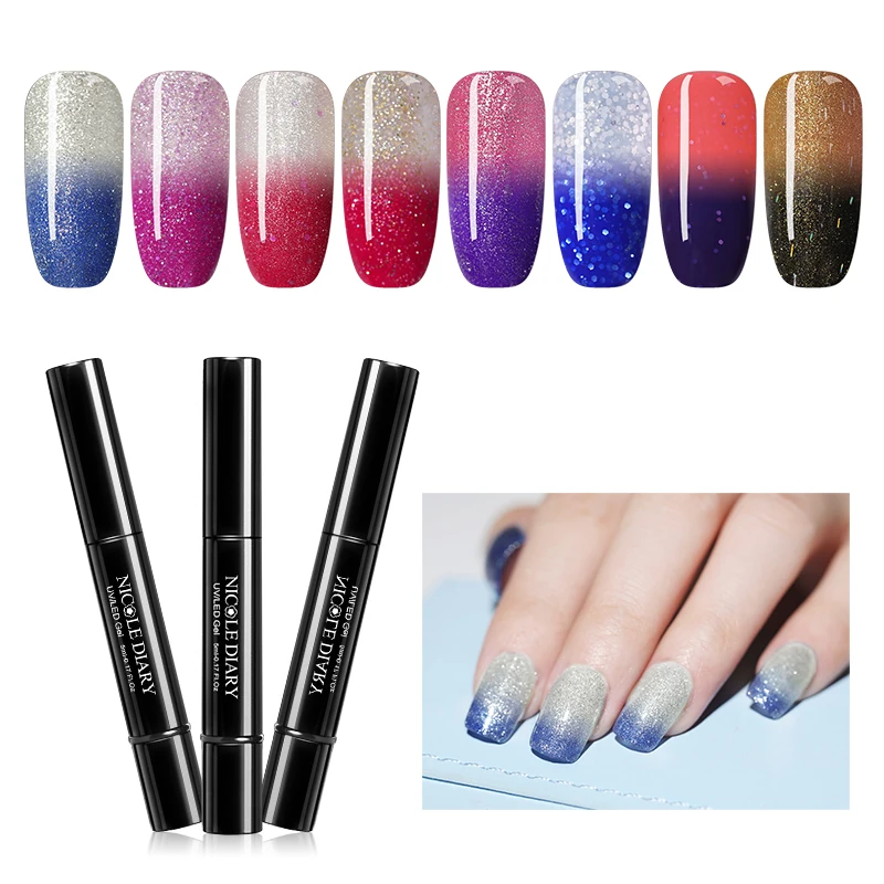 

NICOLE DIARY 5ml Thermal Gel Nail Polish Temperature Color Changing Colorful Soak Off UV Gel Varnish Manicure Nail Art