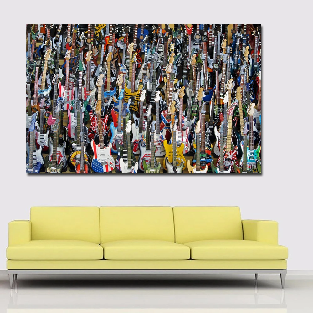 

SELFLESSLY Modern Abstract Decorative Painting Colorful Guitar Wall Art Canvas Painting For Home Decor Canvas Printed