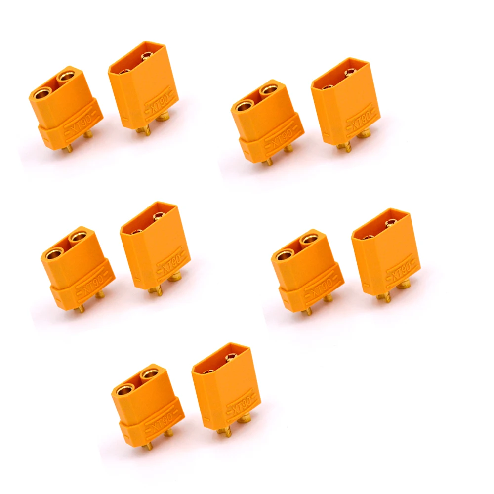 10 Pairs XT90 Yellow Battery Connector Set 4.5mm Male Female Gold