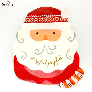 

50pcs Santa Paper Plate Small Christmas Party Paper Plate Santa Claus Christmas Plate Holiday Party Plates Santa Theme Party