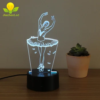 

New Design Led Light Ballet Dancer Led Decoration 3D Night Light Multi-colored Bulbing Light Acrylic 3D Light