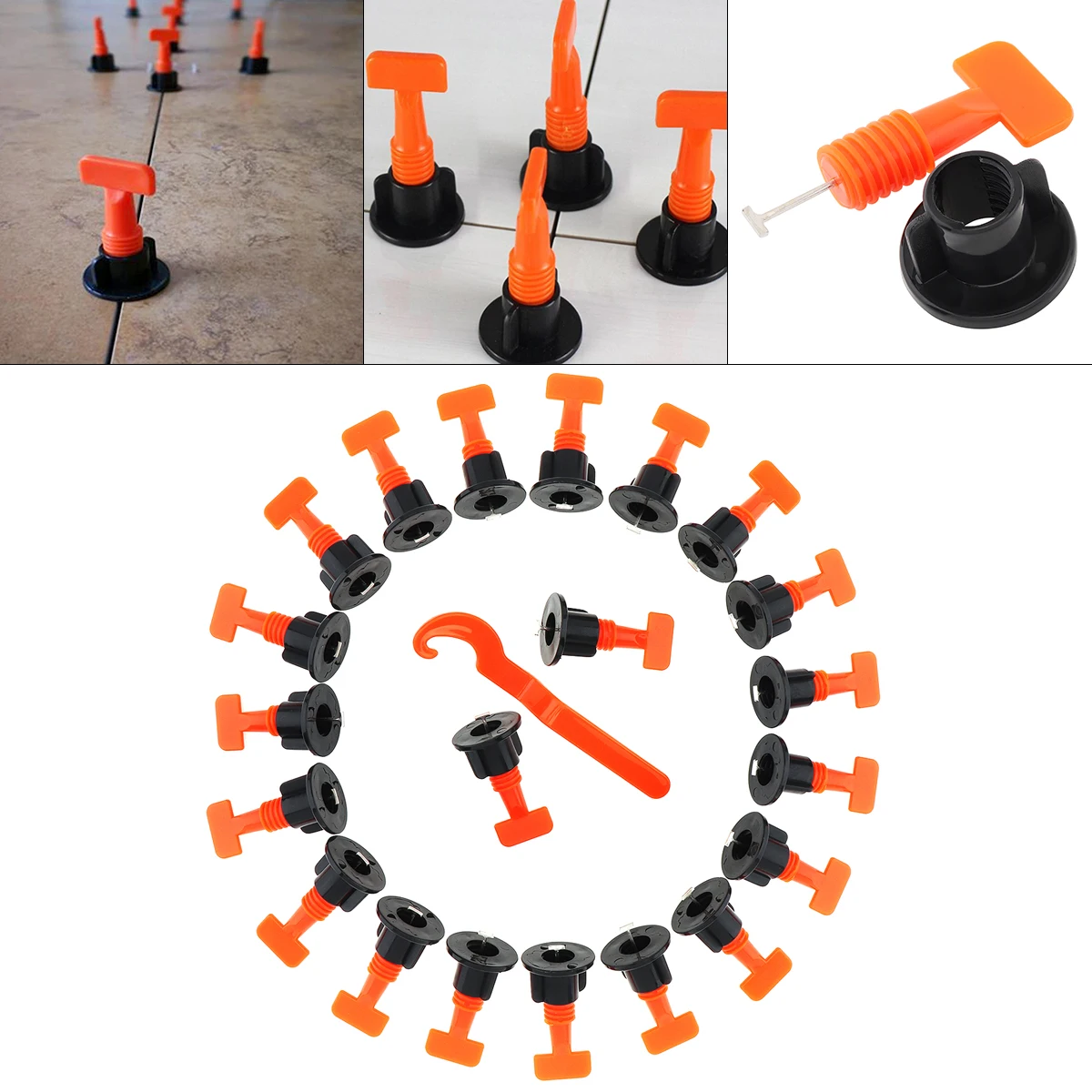 

50pcs/set Stainless Steel Reusable Tile Leveler for Smoothing and Leveling with T-shaped Needle and Wrench Tool Accessories
