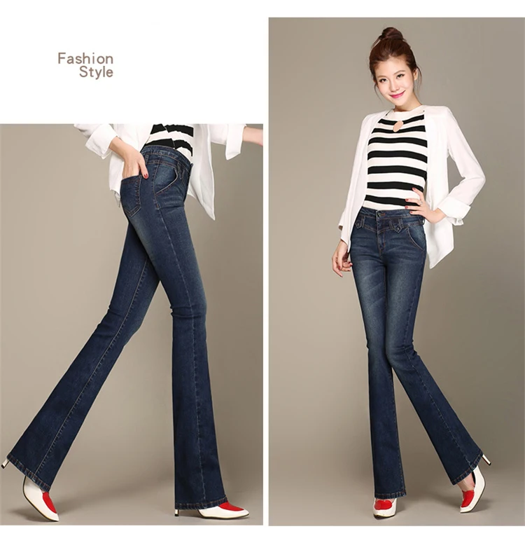 {Guoran} 6 цветов женские джинсовые брюки с высокой талией расклешенные джинсы плюс размер 26-33 femme pantalon Модные женские сексуальные джинсы