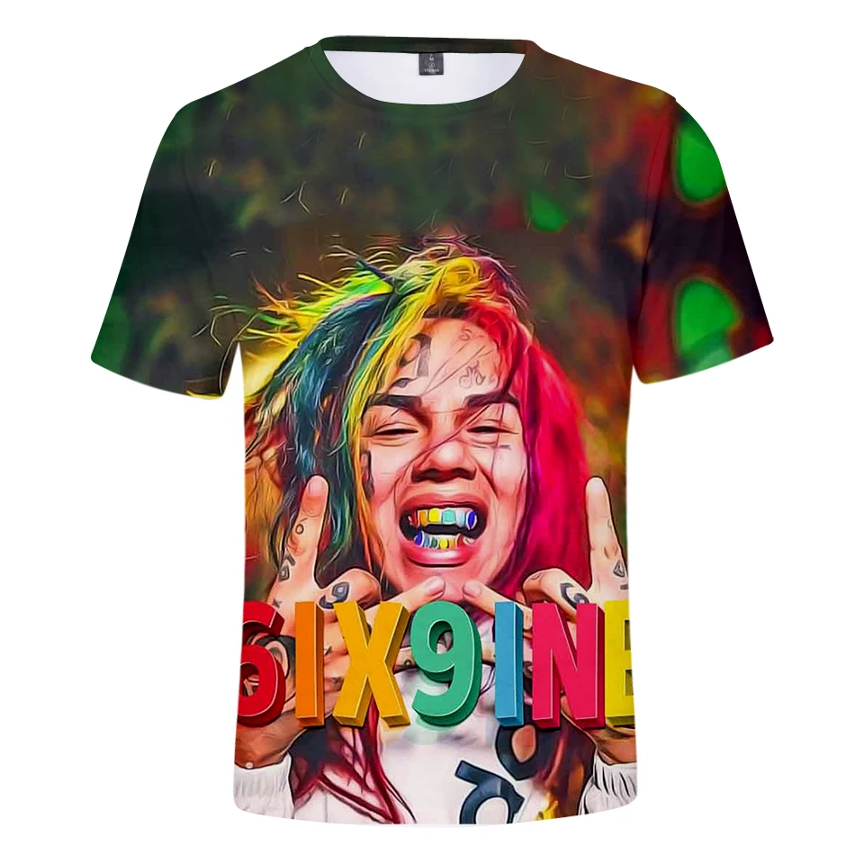 Harajuku 3D Short Sleeve Anime 6ix9ine Men and Women T Shirt At Kaneki Print Casual T-Shirt Hipster Hip Hop 2019 New Funny Tops