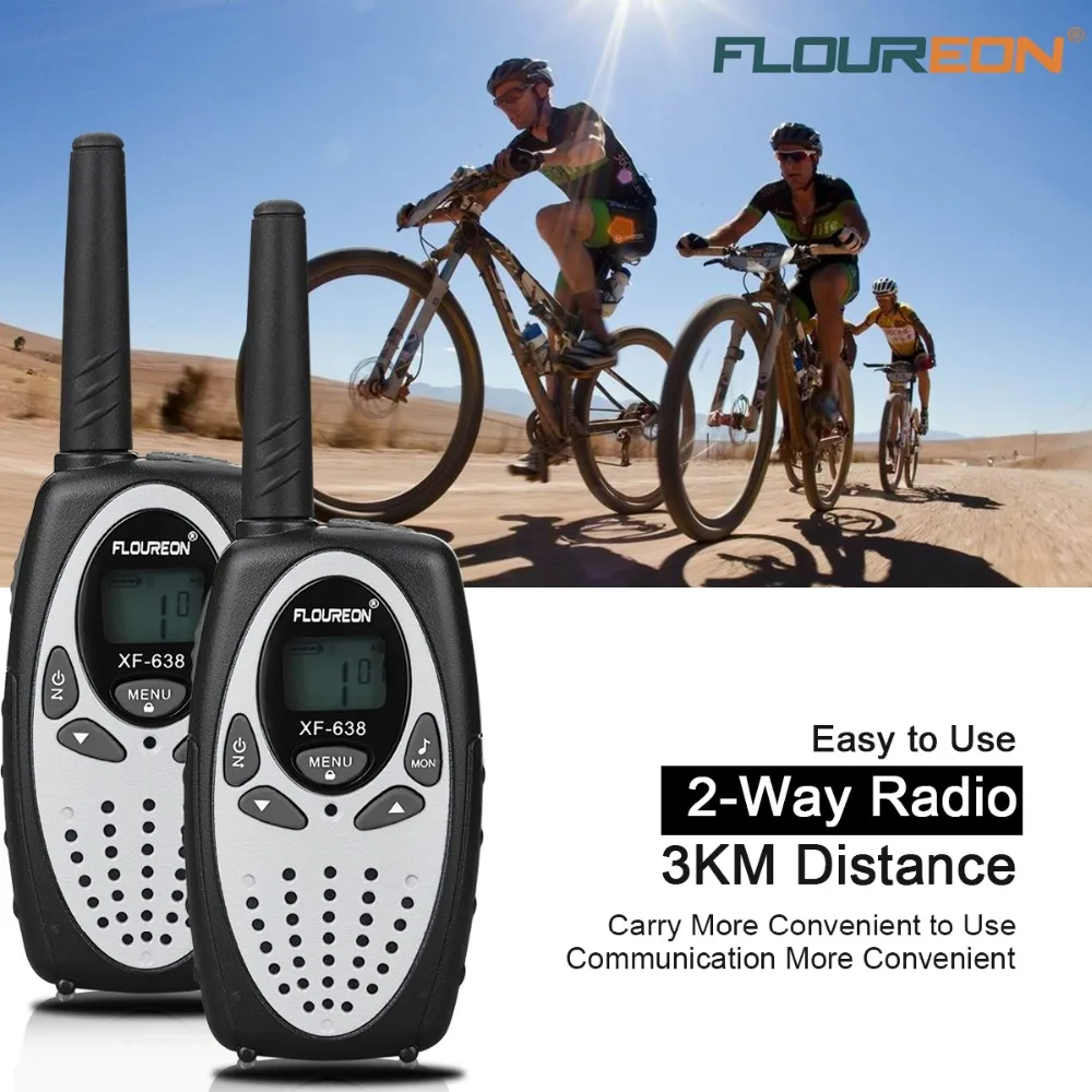 FLOUREON 8-канальный сетевой видеорегистратор иди и болтай Walkie Talkie S UHF400-470MHz двусторонней радиосвязи 3 км переговорные Silver EU/UK