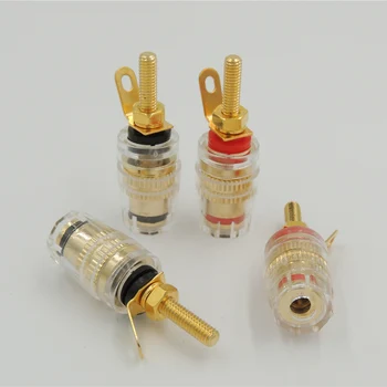 

4pcs Crystal Amplifier Speaker Wall Plate Banana Socket Jack plug Binding Post Red and black