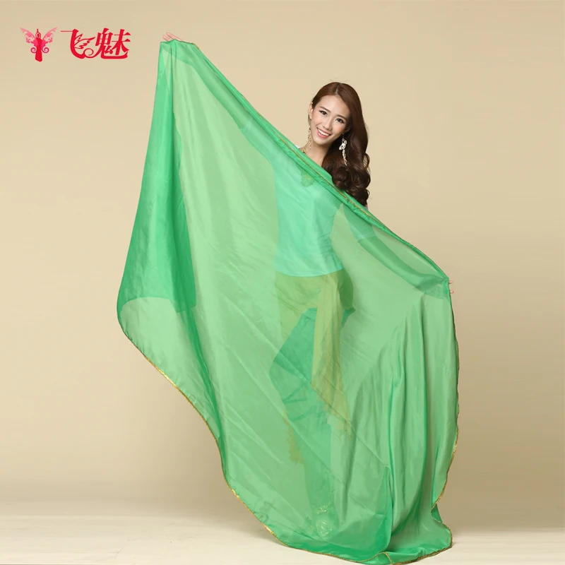 

Women's Belly dance chiffon gold rim scarf belly dancing veil /Throw yarn/Veils Dance props Accessories 250*120CM