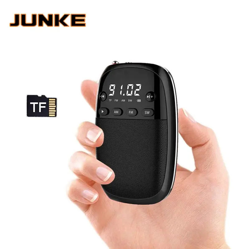 

JUNKE FM/AM/SW Radio Receiver MP3 Player Mini Portable Radio With Rechargeable Battery Headphone Jack Support TF Card Play Box